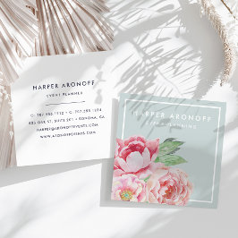 Tarjeta De Visita Cuadrada Plaza de la Peonía de la Antigüedad de Rubor y Sag