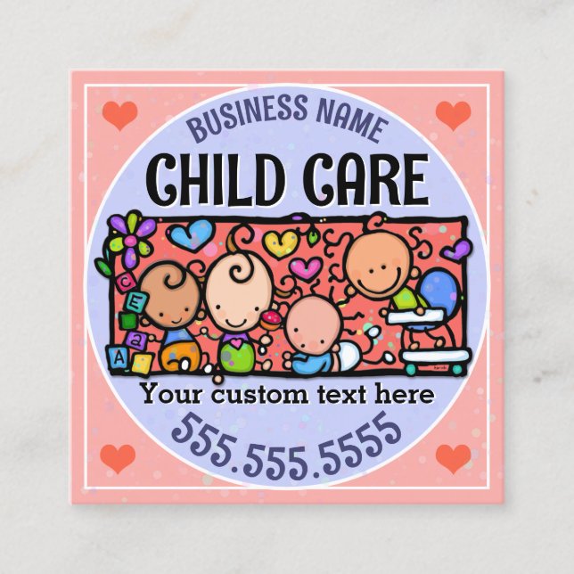 Tarjeta De Visita Cuadrada Plaza de pediatras de cuidado infantil de cuidado  (Anverso)