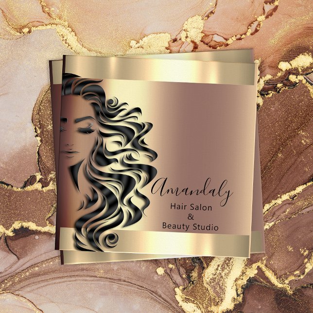 Tarjeta De Visita Cuadrada Plaza de Rosa Lash de maquillaje de salón de pelo  (Professional Hair Salon Makeup Lash Rose Square Square Business Card)