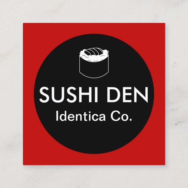 Tarjeta De Visita Cuadrada plaza de sushi (Reverso)