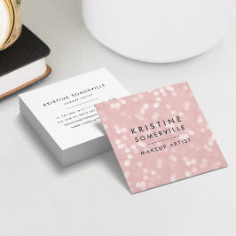 Tarjeta De Visita Cuadrada Plaza Rubor Pink Bokeh