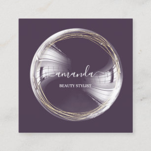 Tarjeta De Visita Cuadrada Pluma de burbuja con logotipo de maquillaje profes