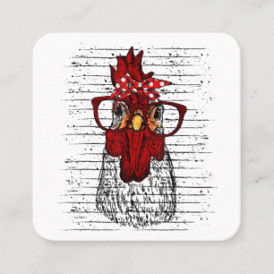 Tarjeta De Visita Cuadrada Pollo con cinta de venda y gafas lindo
