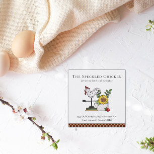 Tarjeta De Visita Cuadrada Pollo rústico Rooster código QR Bus cuadrado