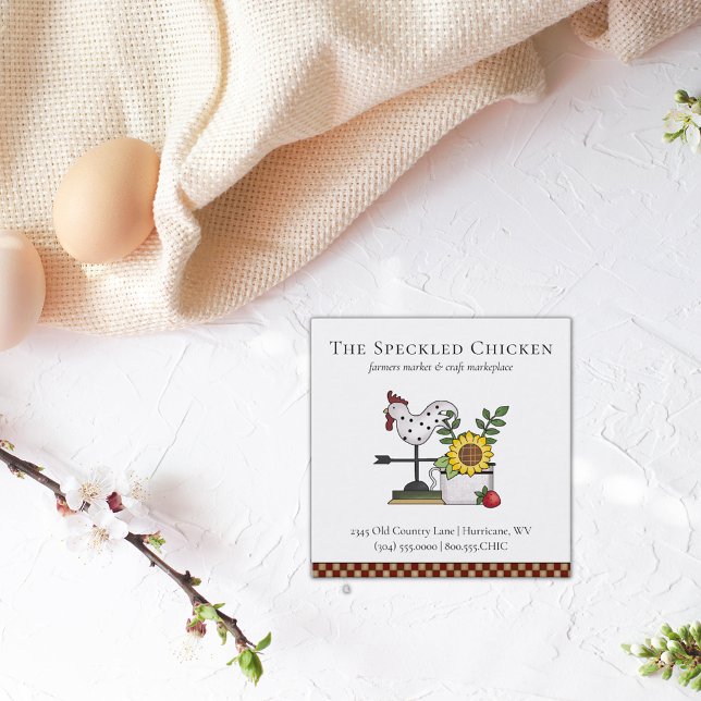 Tarjeta De Visita Cuadrada Pollo rústico Rooster código QR Bus cuadrado (Subido por el creador)