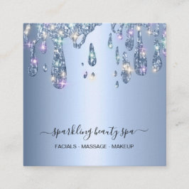 Tarjeta De Visita Cuadrada *~* Polvo PURPURINA de goteo Metalizado azul AP7 