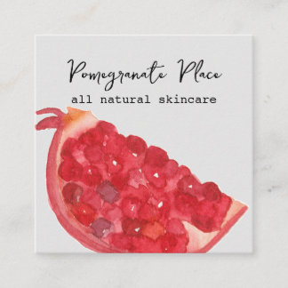 Tarjeta De Visita Cuadrada Pomegranato Fruto Cuidados de piel hechos a mano