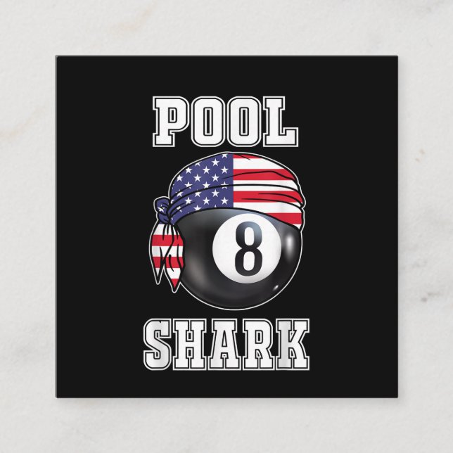 Tarjeta De Visita Cuadrada Pool Shark Jersey Guay Gift Top Bar Billiards (Anverso)
