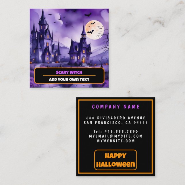 Tarjeta De Visita Cuadrada Popular Colección de otoño de calabaza Halloween (Anverso / Reverso)