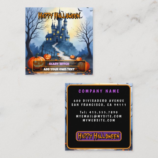 Tarjeta De Visita Cuadrada Popular Halloween Spooky Cute Collection (Anverso / Reverso)