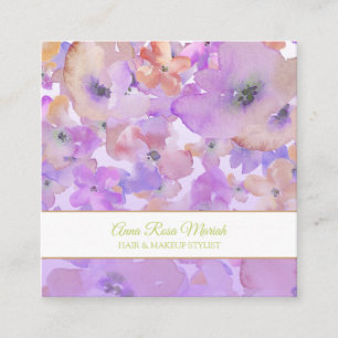 Tarjeta De Visita Cuadrada *~* Popular Moda Floral Patrón Spa Girona Belleza