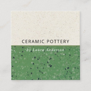 TARJETA DE VISITA CUADRADA POTTERÍA CERAMICA VERDE JADE GREEN GLAZADA TEXTUR