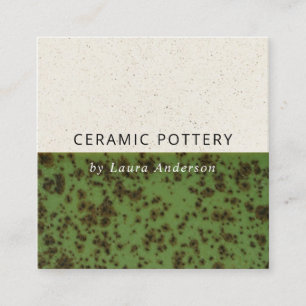 TARJETA DE VISITA CUADRADA POTTERÍA CERAMICA VERDE JADE GREEN GLAZADA TEXTUR