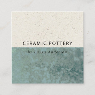 TARJETA DE VISITA CUADRADA POTTERÍA VERDE AZULADA CERAMICA VERDE AGRAVADA TE