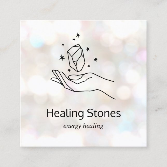 Tarjeta De Visita Cuadrada Practicante de Gemstone Chakra Energy Reiki (Anverso)
