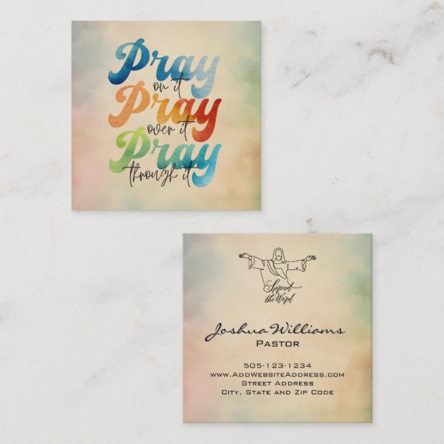 Tarjeta De Visita Cuadrada Pray On It Church Business Card (Anverso / Reverso)