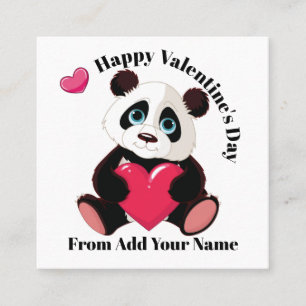 Tarjeta De Visita Cuadrada Precioso Panda Valentine - ¡Mira Atrás!