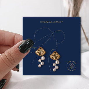 Tarjeta De Visita Cuadrada Presentación de Jewerly Earrings de Royal Blue Lad