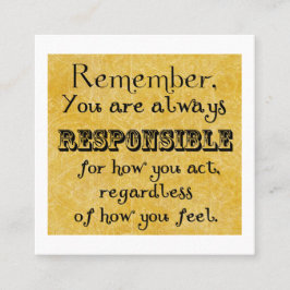 Tarjeta De Visita Cuadrada presupuesto de responsabilidad; sensaciones, tarje