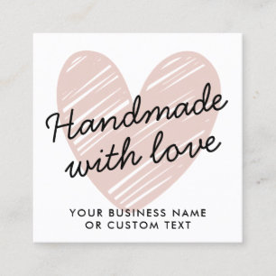 Tarjeta De Visita Cuadrada Presupuesto hecho a mano con amor Corazón gracias