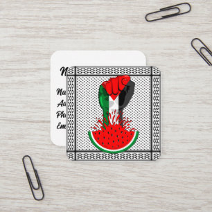 Tarjeta De Visita Cuadrada Prima de resistencia palestina sobre la sandía