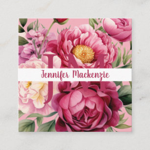 Tarjeta De Visita Cuadrada Primavera Chic Rosa Brillante Floral Flores