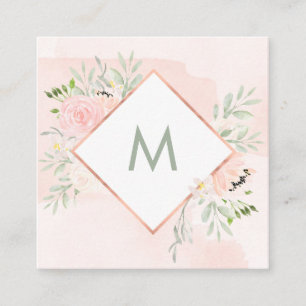 Tarjeta De Visita Cuadrada Primavera floral con lavado de la acuarela del