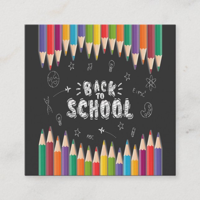 Tarjeta De Visita Cuadrada Primer Día De Camisa Escolar, Bienvenido De Nuevo  (Anverso)