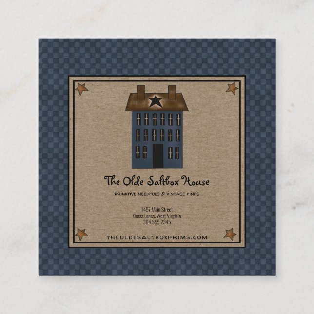Tarjeta De Visita Cuadrada Primitiva casa de salchicha de campo Rusty Stars K (Anverso)