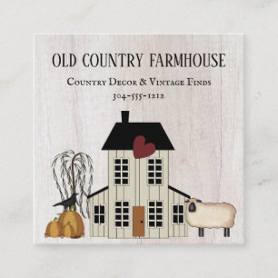 Tarjeta De Visita Cuadrada Primitive Country Rustive Old Farmhouse Caall Shee