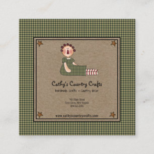 Tarjeta De Visita Cuadrada Primitive Rusty Stars Homespun Business Card