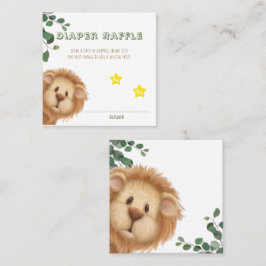 Tarjeta De Visita Cuadrada Prince Lion Golden Crown Diaper Raffle Baby Shower