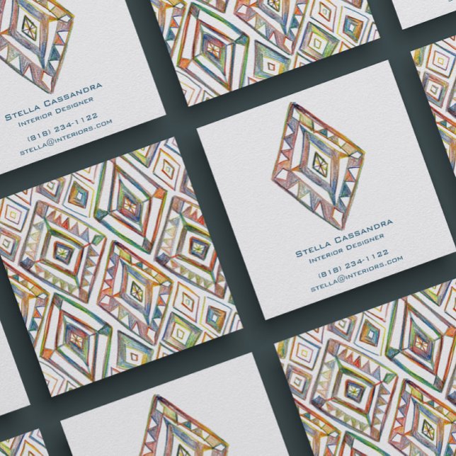 Tarjeta De Visita Cuadrada Prisma arcoiris blanco geométrico creativo (Subido por el creador)