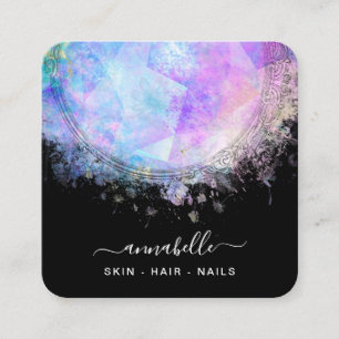 Tarjeta De Visita Cuadrada *~* Prisma QR AP26 OPAL Arcoiris Eéreo Dandelion