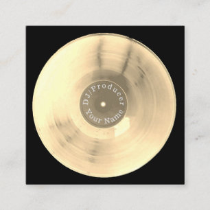 Tarjeta De Visita Cuadrada Producción de DJ del disco del disco de vinilo de