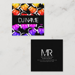 Tarjeta De Visita Cuadrada Productor de música de negocios de DJ colorido Neo