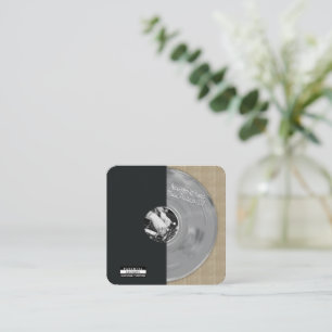 Tarjeta De Visita Cuadrada Productor de música de vinilo plateado retro DJ