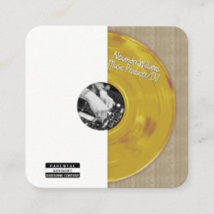 Tarjeta De Visita Cuadrada Productor de música de vinilo retro Gold II DJ