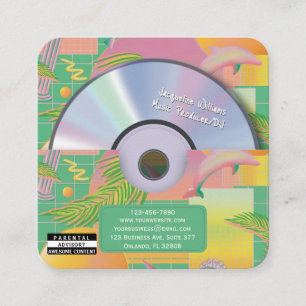 Tarjeta De Visita Cuadrada Productor de música Green Retro Vaporwave CD DJ