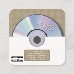 Tarjeta De Visita Cuadrada Productor de Música Retro Blanco CD DJ
