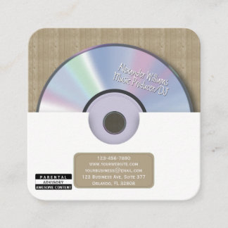 Tarjeta De Visita Cuadrada Productor de Música Retro Blanco CD DJ