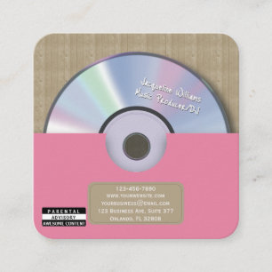 Tarjeta De Visita Cuadrada Productor de música rosa retro CD DJ