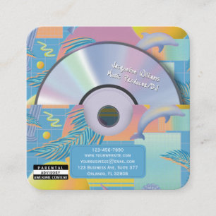 Tarjeta De Visita Cuadrada Productor de Música Vaporwave Retro Azul CD DJ