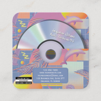 Tarjeta De Visita Cuadrada Productor de música vaporwave retro púrpura CD DJ