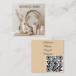 Tarjeta De Visita Cuadrada Productos de cuidado de la piel con acentos floral
