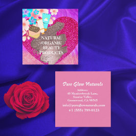 Tarjeta De Visita Cuadrada Productos de cuidado de la piel natural orgánicos