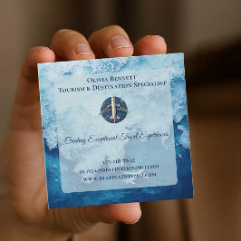 Tarjeta De Visita Cuadrada Profesión de Turismo Logotipo de la Empresa Mapa d