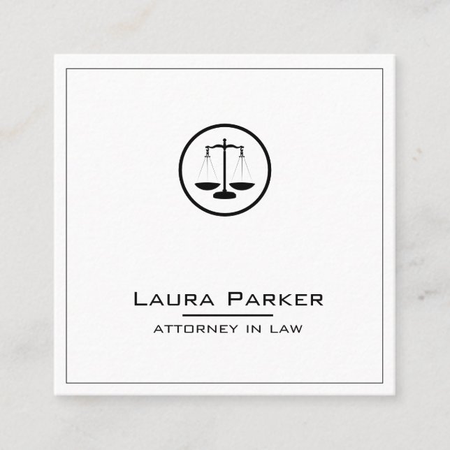 Tarjeta De Visita Cuadrada Profesión legal simple Escala clásica simple (Anverso)