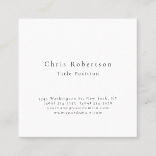 Tarjeta De Visita Cuadrada Profesional Blanco Negro Plano Moderno Simple