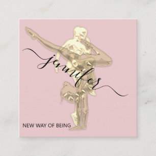 Tarjeta De Visita Cuadrada Profesional Body Fitness Dance Gold Couch Pink